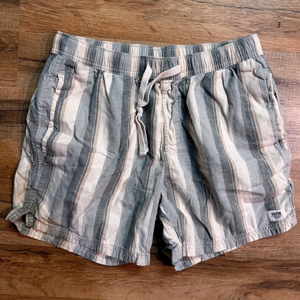 Katin Surf Shorts Striped Cotton Linen Blend Mens Size MD Coastal
